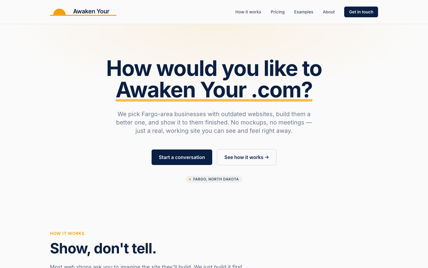 Screenshot of awakenyour.com homepage