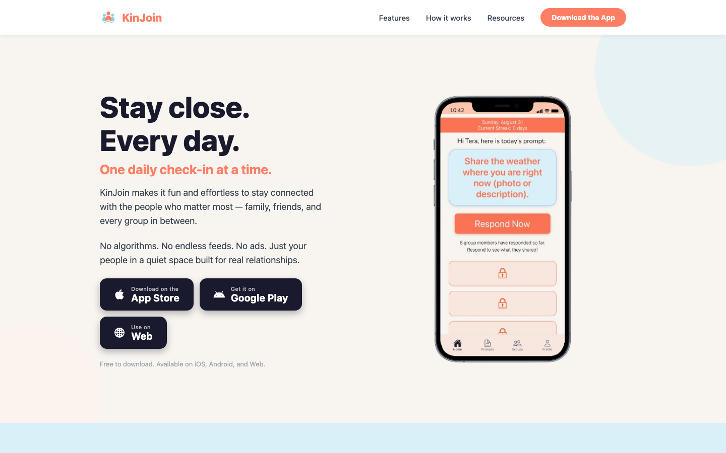 Screenshot of getkinjoin.com homepage